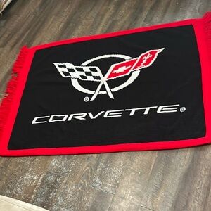 Corvette Woven Throw‎ Blanket With C5 Logo Red/Black Fringe